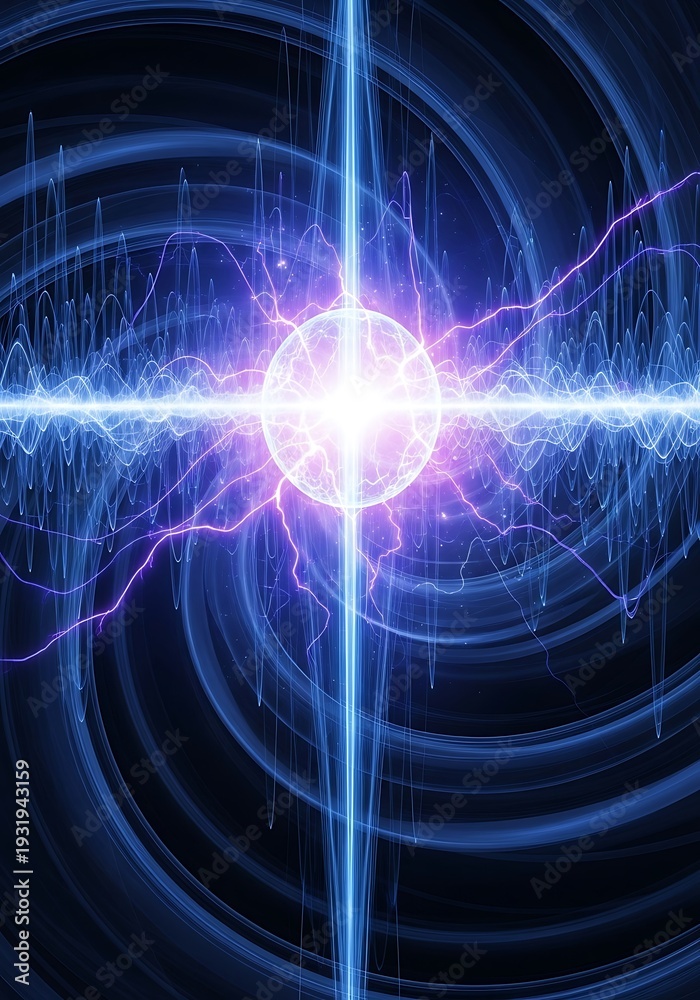 Obraz premium Surreal abstract energy core visualization with electric discharges