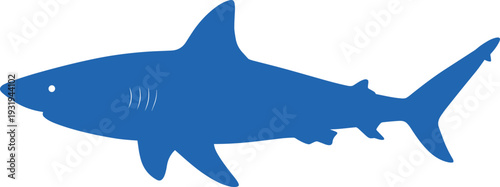 Blue shark silhouette vector illustration isolated on white background marine predator ocean wildlife design