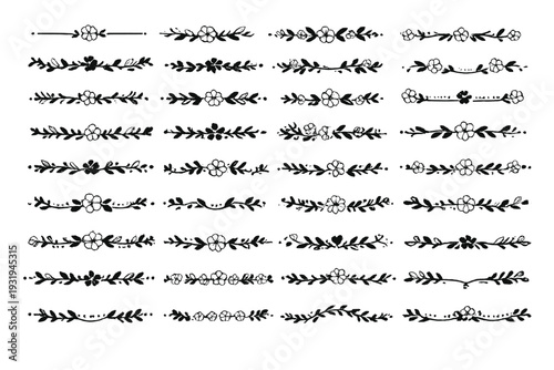 Hand-drawn floral borders and decorative elements for crafts and designs