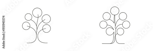 Simple and elegant tree designs showing distinct shapes and styles for artistic inspiration and nature-themed projects