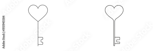 Heart-shaped key design for romantic and creative projects in minimalist style