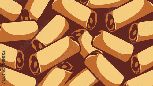 Cinnamon rolls on brown background with warm golden light