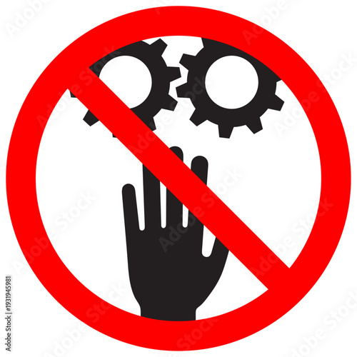 Warning sign. Danger from moving machine parts