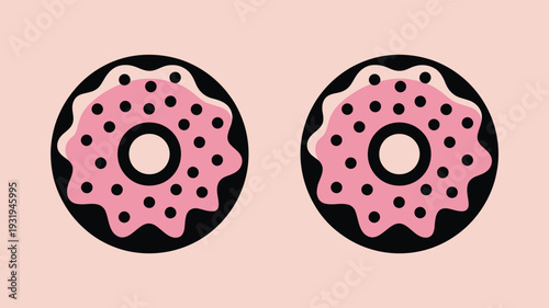 Delicious pink frosted donuts with sprinkles on a pastel background