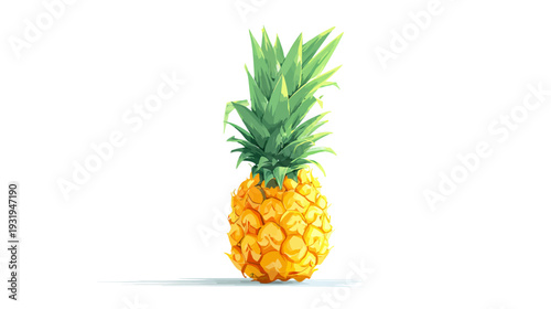 A vibrant illustration of a ripe tropical fruit, its spiky green top contrasting with the golden body