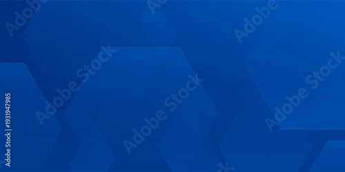 Modern abstract blue background with glowing geometric lines. Blue gradient hexagon shape design. Futuristic modern