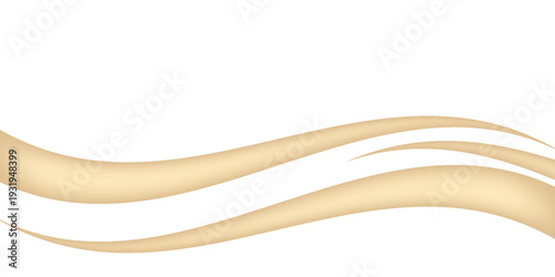 Golden swooshes wave element with a metallic gradient for a luxurious border or footer on a certificate, banner, or invitation