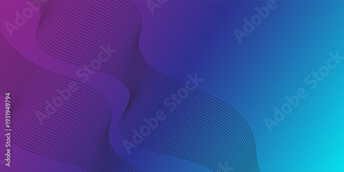 Sophisticated abstract background featuring elegant black flowing wave lines over a vibrant purple and teal gradient. illustration eps10