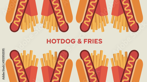 Delicious hotdog with fries in a tasty fast food combination