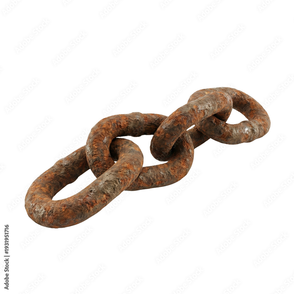 Fototapeta premium Heavy duty rusty iron chain links isolated