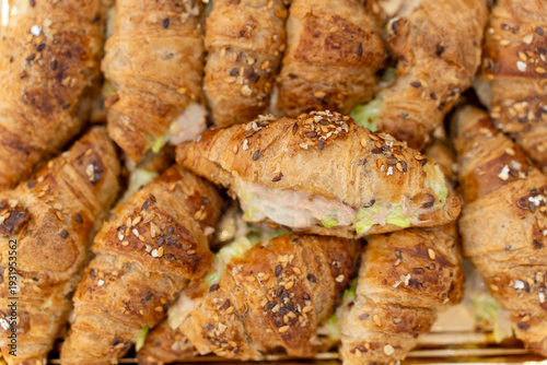 фотографія Croissant sandwiches filled with tuna and salad