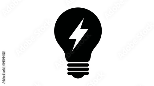 A simplified, stylized depiction of a light bulb with a lightning bolt symbol