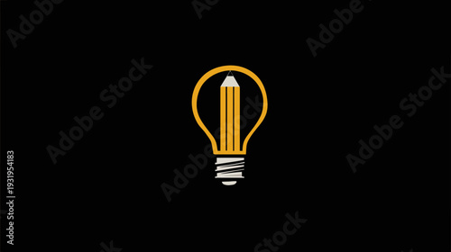 A creative lightbulb design, featuring a pencil, set against a black background