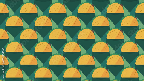 Vibrant taco pattern with green background and yellow tortillas