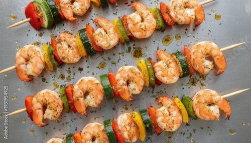 Delicious Grilled Shrimp and Bell Pepper Skewers Ready to Serve