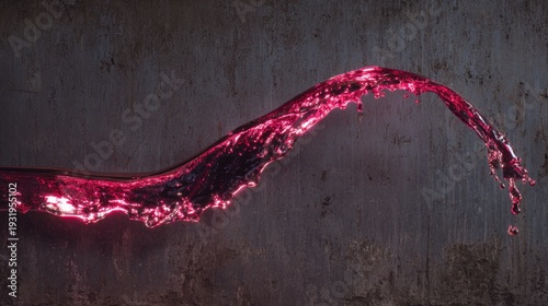 Dynamic Red Wine Splash Captured in Motion Against a Textured Dark Background.