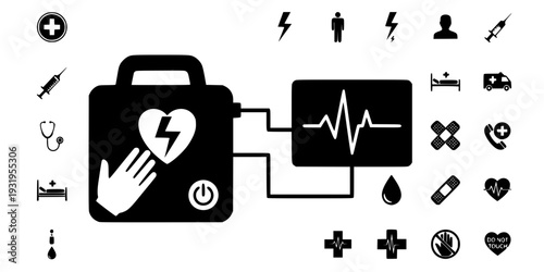 Defibrillator AED Emergency Medical Icon