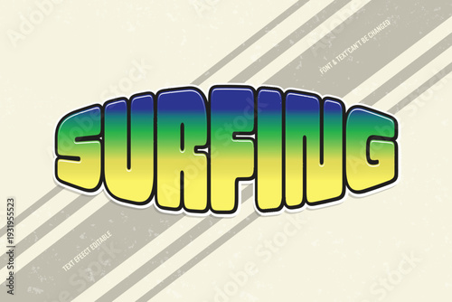 Surfing Vintage  70s 80s Text Effect Typography with Grunge Background
