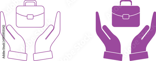 Briefcase protection hands icon investment security safety vector graphic