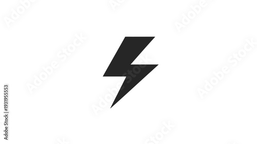 A simple illustration featuring a black lightning bolt on a white background, centered