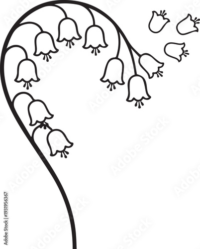 Whimsical Drooping Bell-Shaped Flower Silhouettes on Curved Stem