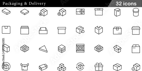 Logistics and Transport Thin Line Icons Set Multi Modal Shipping, Fleet Management, Warehouse Operations, Global Trade and Cargo Handling Symbols for Supply Chain