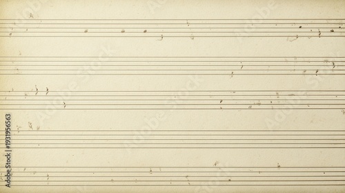 Sheet music paper, blank staves, vintage cream color, musical background