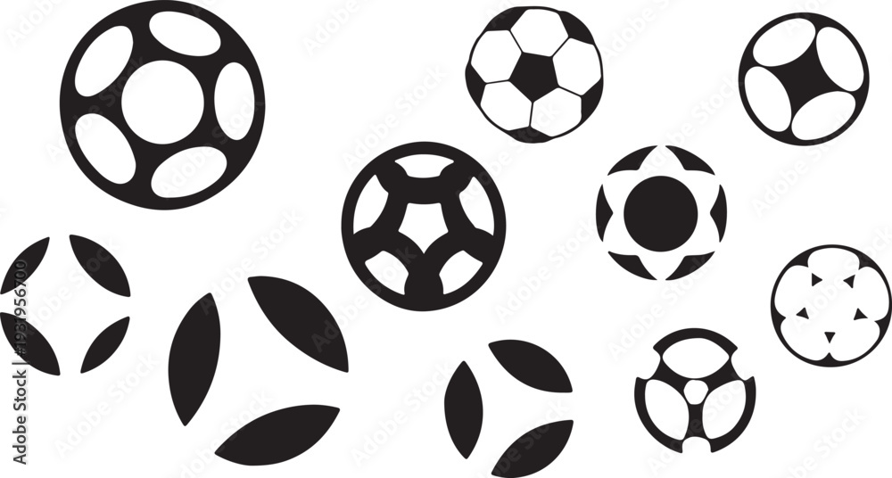 Obraz premium Football ball vector icon set. Soccer balls icons. soccer ball icons, football or soccer ball icon set in different styles, football simple black style, Vector illustration eps 10.