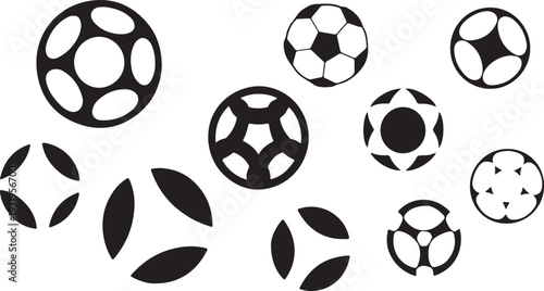Football ball vector icon set. Soccer balls icons. soccer ball icons, football or soccer ball icon set in different styles, football simple black style, Vector illustration eps 10.