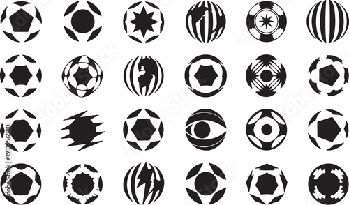 Football ball vector icon set. Soccer balls icons. soccer ball icons, football or soccer ball icon set in different styles, football simple black style, Vector illustration eps 10.