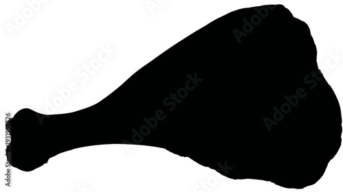 A black silhouette of an irregular, rounded shape with a protruding extension at one end