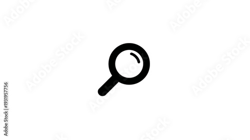 A simple, black magnifying glass icon on a white background, suggesting the act of looking and searching
