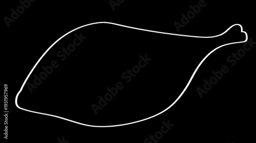 Black background with a white outline of a shape, possibly resembling an organic form