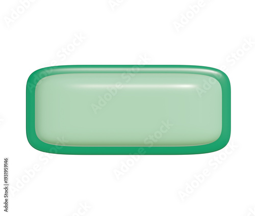 Free Download Blank Green 3D Rectangle Frame Button on White Background for Eco Website Banner, Organic Promotion, UI Design - GFXLoad
