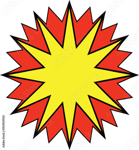 Cuadro en lienzo Vibrant starburst with red and yellow spikes explosion vector illustration EPS P