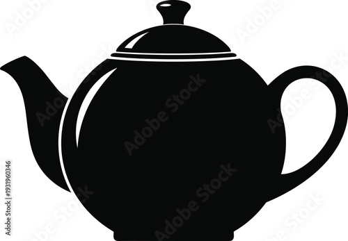 Black teapot silhouette vector illustration isolated on white background minimalist kitchenware icon for tea time breakfast cafe menu and elegant porcelain pottery design