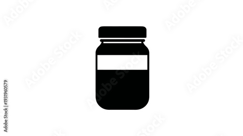 Black jar silhouette with a flat top lid and a white rectangle on its body