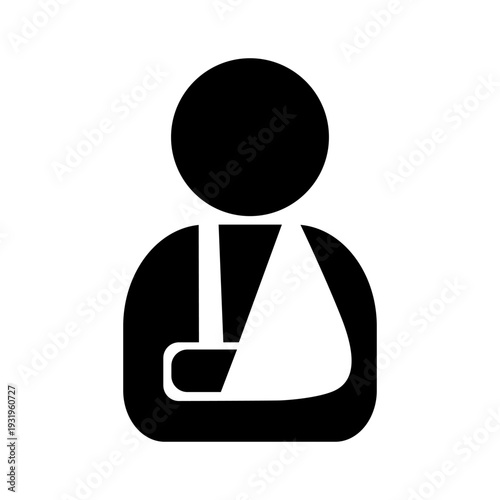 Icon of a man with a broken arm tied in a cast vector illustration