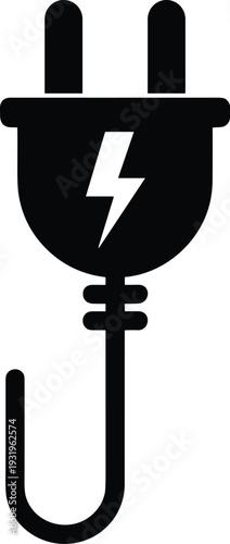 PrinCar crash silhouette icon and electric plug with lightning bolt symbol isolated on white background for automotive insurance safety energy power and electricity vector illustration
