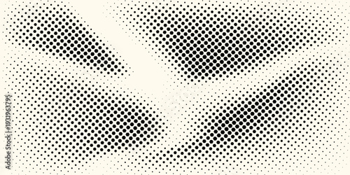 Hexagon halftone gradient texture. Abstract black grunge background. Geometric retro halftone tech overlay. Fading wavy hexagonal pattern backdrop. Vector wallpaper