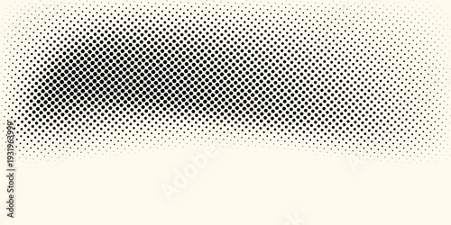 Hexagon halftone gradient texture. Abstract black grunge background. Geometric retro halftone tech overlay. Fading wavy hexagonal pattern backdrop. Vector wallpaper