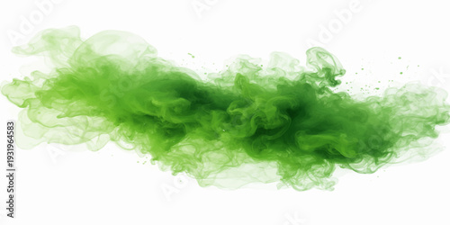 Vibrant green smoke swirls like liquid paint to create a fresh nature texture reminiscent of a macro water splash on a summer garden leaf