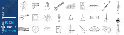 Blue paint brushes and pens vector icon set illustration