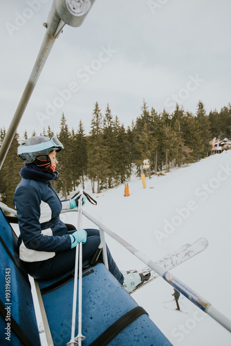 Skiing on a cold day near t...