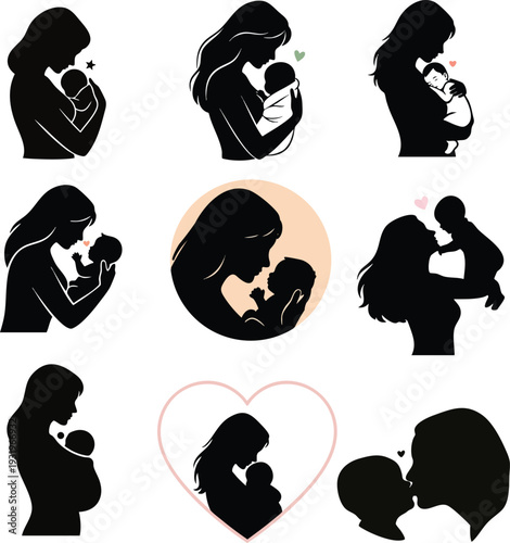 Web  I want to sell this      mother’s day              vector bundle on adobe stock now write me a seo friendly title and 30+ keywords with comma 