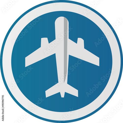 A concise airplane icon in the form of a circle with an airplane inside