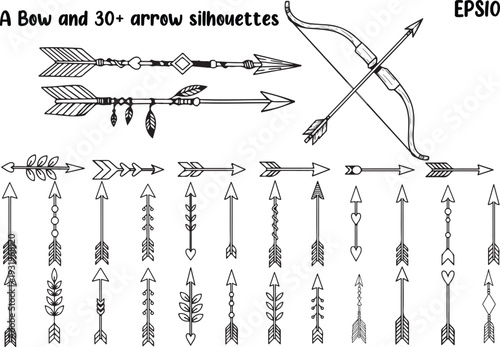 bow and arrow icon vector silhouette, illustration