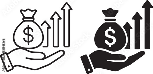 Premium finance growth income icon with bold stroke.