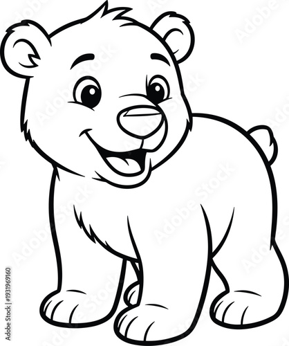 Cute cartoon bear coloring page for kids and toddlers