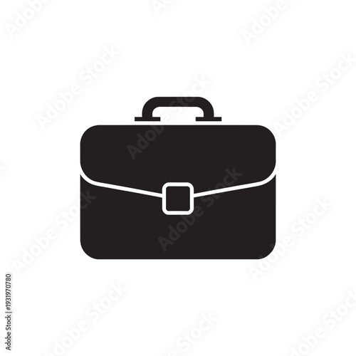 Professional leather briefcase icon business bag accessory silhouette